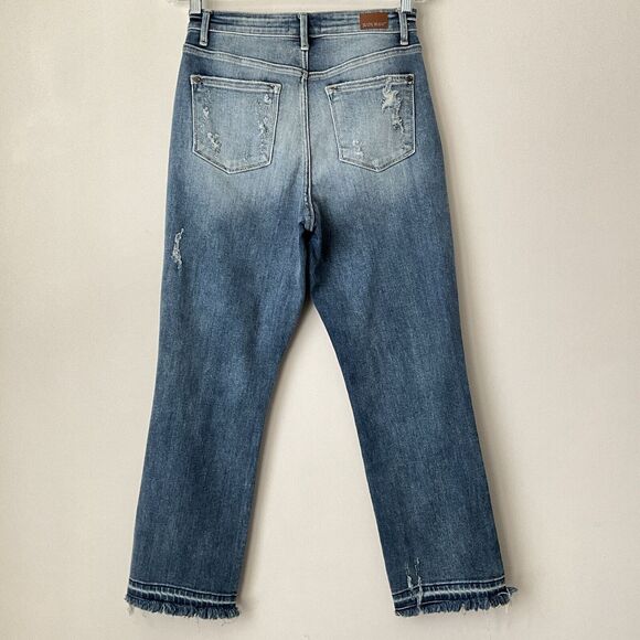 Judy Blue Straight Fit Jeans Distressed Released Hem 27 - Picture 2 of 7